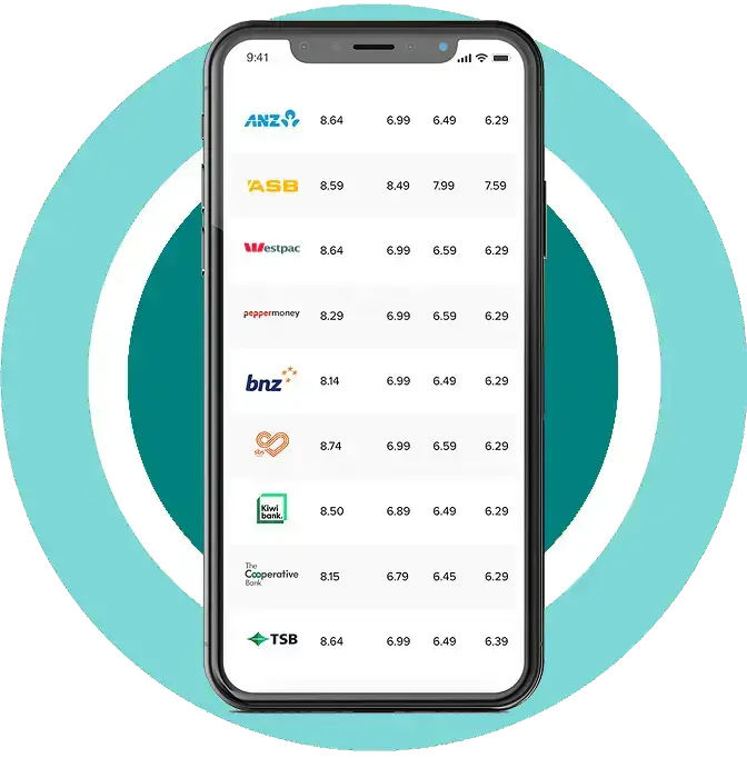 Mobile app showing bank interest rates