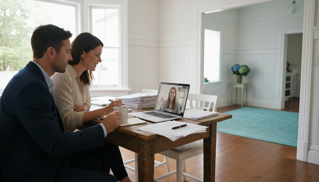 Couple reviewing home loan paperwork while learning how to choose a mortgage broker in NZ